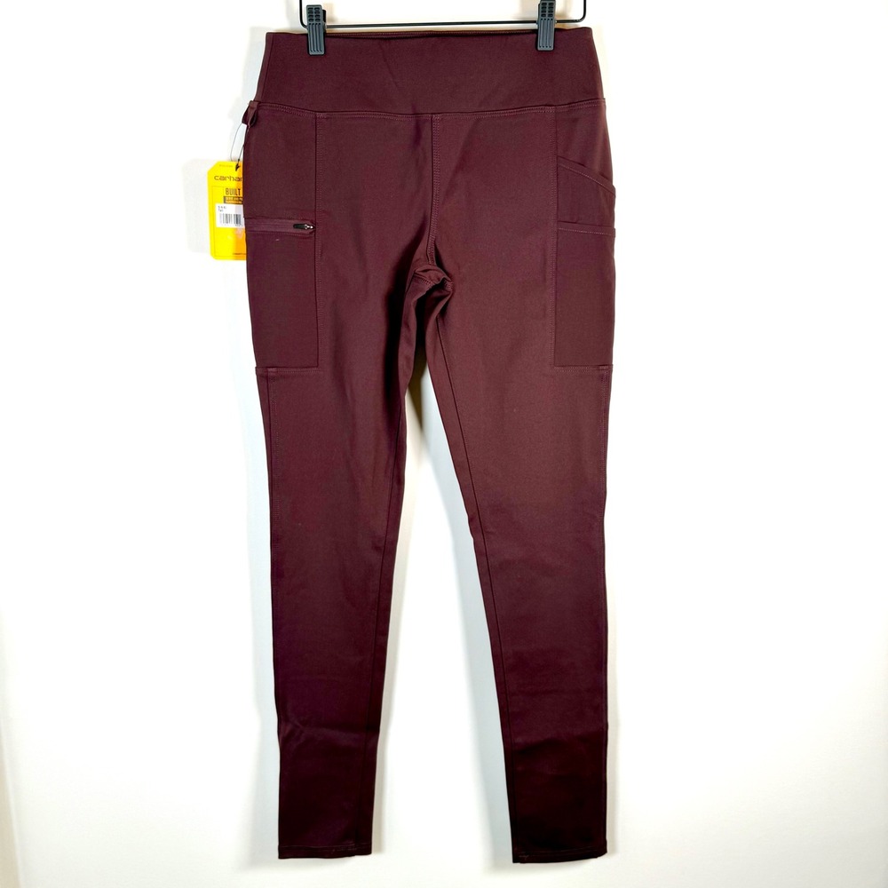 NEW Carhartt Force Fitted Lightweight Utility Leggings Small Tall Burgundy NWT